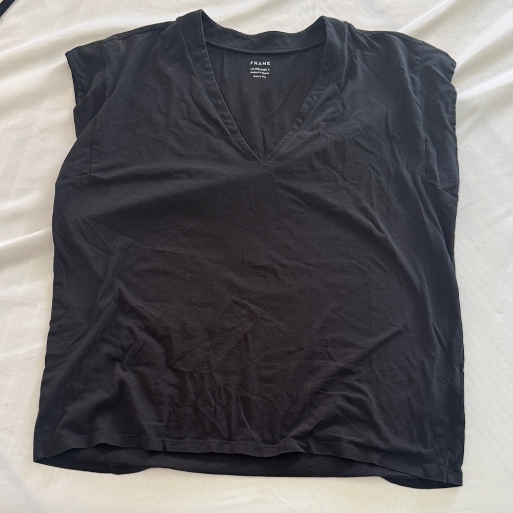 Frame Denim Black V-Neck Tank Top